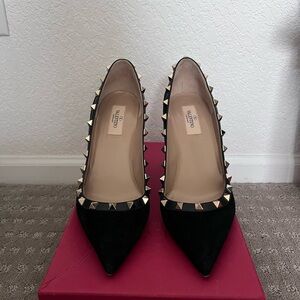 Valentino Black Suede Studded Pumps